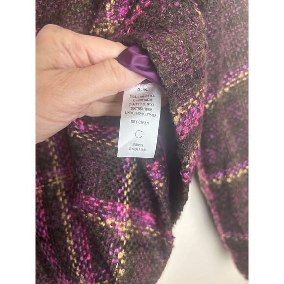 Chadwick’s Boucle Plaid Jacket with Zipper Detail Size 14 - Picture 8 of 8